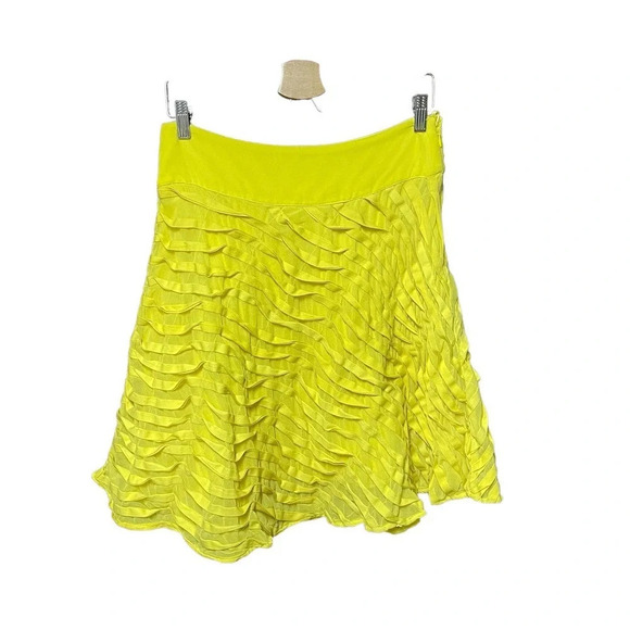 Reiss Yellow Textured‎ Swing Skirt with Ruffle Line Detailing Size 6 - Picture 1 of 7